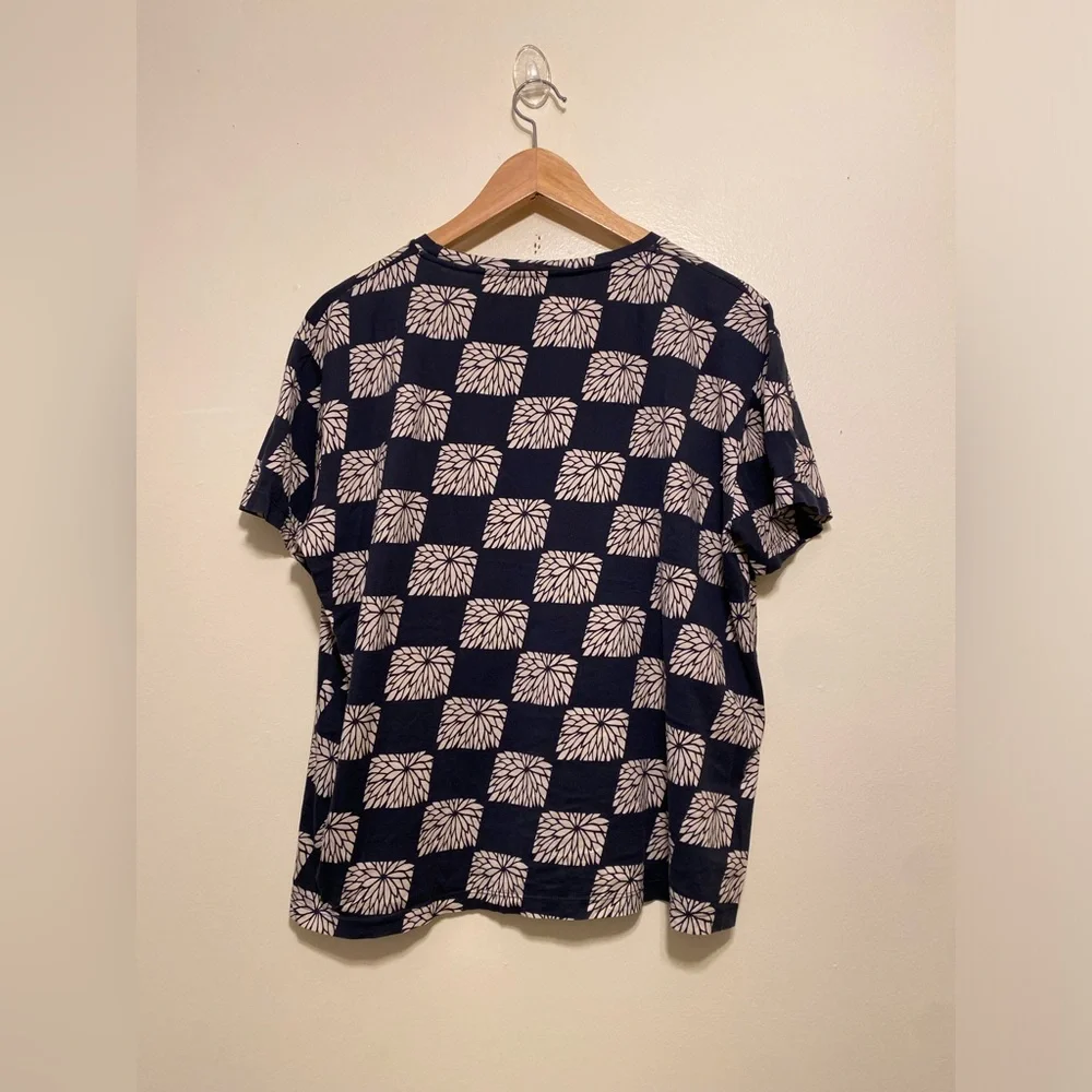 Raf Simons Black and Cream Checkerboard Tee with Patch Pocket. Size M - Picture 2 of 10